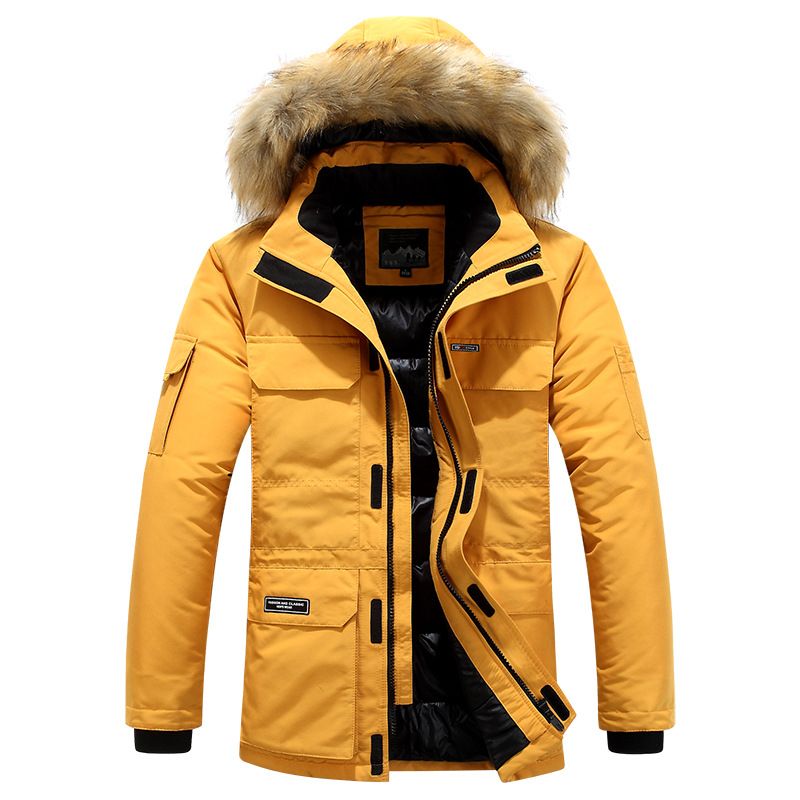 Men's Clothing new 2024 business men's cotton coat large size youth winter cotton coat fur collar hooded jacket_viptrois.com