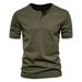 Men's Men's V-neck Short-sleeved T-shirt, Casual And Slim-fitting Sport, Henry Shirt, Solid-color T-shirt For Men_viptrois.com