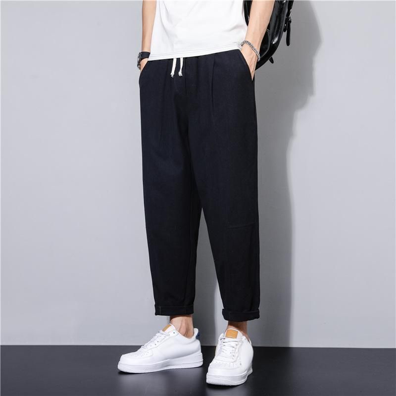 Men's Casual Pants Men's Cotton Loose Linen Pants Korean Fashion Pants Straight Tube_viptrois.com