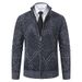 "Men’s Fleece-Lined Stand Collar Knit Sweater – Slim-Fit Long Sleeve Pullover With Breathable Polyester Blend & Wrinkle-Free Finish_viptrois.com