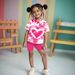 Mother & Kids INS Girls Summer Sportswear Heart Shaped Tie Dye Drop Shoulder Print T Shirt Short Sleeved Leggings Casual Suit_viptrois.com