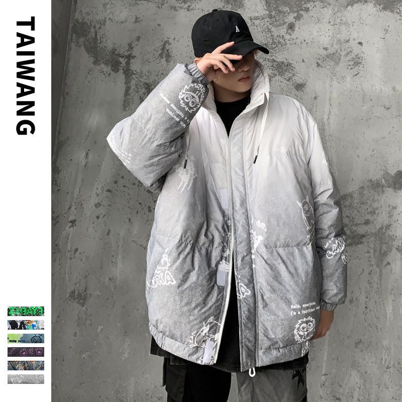 Men's Clothing Fashionable Bear Silk cotton Jacket Men's New Winter Jacket Youth Snowflake Print Silk cotton Jacket_viptrois.com