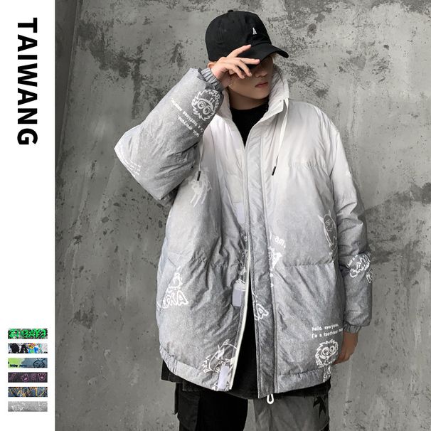 Men's Clothing Fashionable Bear Silk cotton Jacket Men's New Winter Jacket Youth Snowflake Print Silk cotton Jacket_viptrois.com