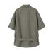 Textured Lapel Linen Short-sleeve For Men, Summer Vintage Style With Waist-cinching Ribbon Design, Casual Trendy Shirt_viptrois.com