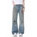 Distressed Washed High-Street Straight Jeans With Tie-Dye & Ripped Details – Urban Grunge Style For Men_viptrois.com