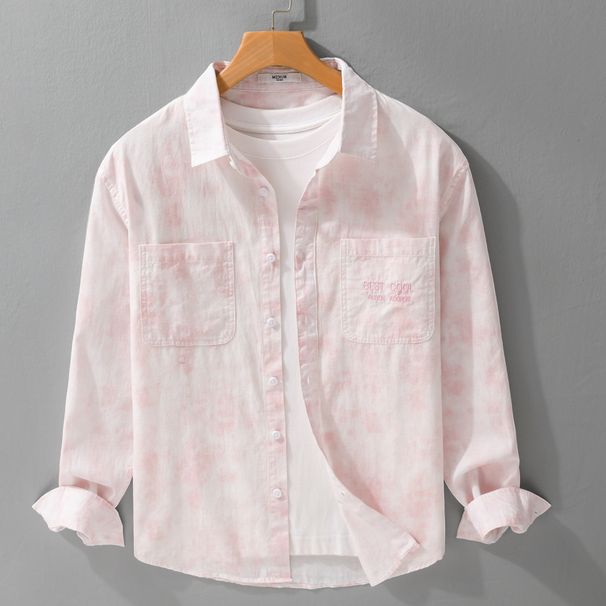 Spring And Autumn Men's Printed Simple Long Sleeved Shirt Trendy Youth Casual Loose Trendy Men's Shirt_viptrois.com