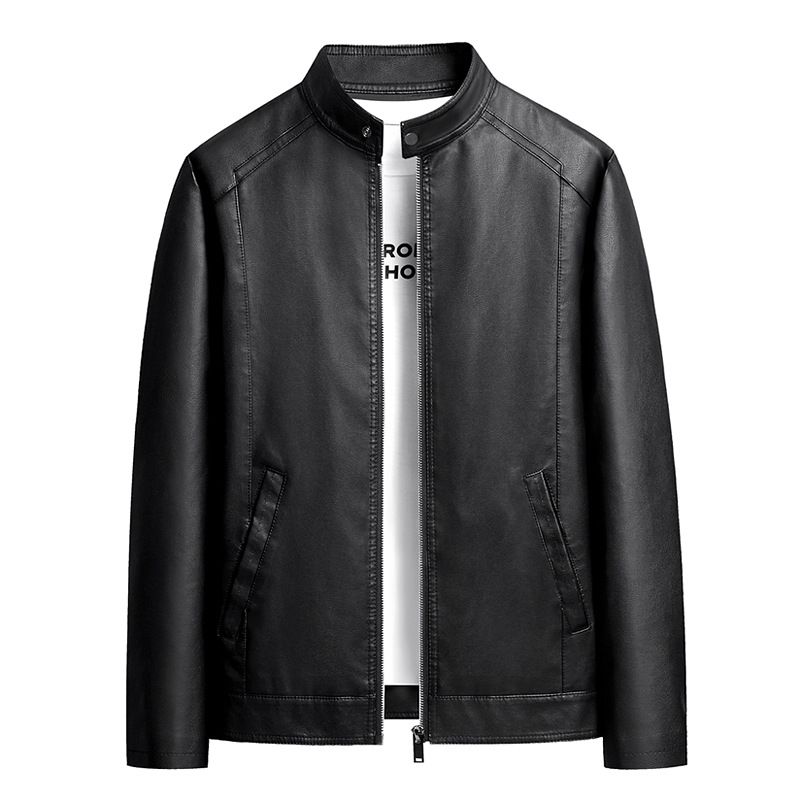 Men's Clothing New Tops Leather Jacket Men's PU Leather Jacket Spring And Autumn Korean Style Trendy Stand Collar Motorcycle Clothes Work Jacket Men_viptrois.com