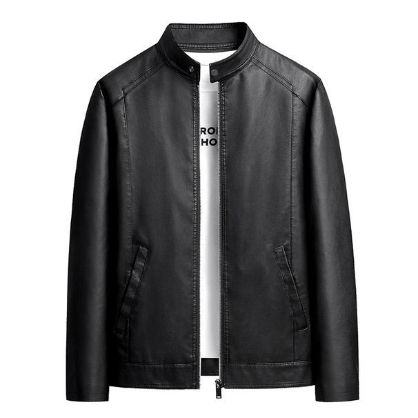 Men's Clothing New Tops Leather Jacket Men's PU Leather Jacket Spring And Autumn Korean Style Trendy Stand Collar Motorcycle Clothes Work Jacket Men_viptrois.com