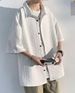 Summer Waffle Work Shirt Men's Short Sleeved Loose Fashion Brand Trendy High End Cool Shirt Half Sleeved Jacket Men_viptrois.com