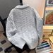 Men's Korean-Style Mock Neck Pullover Sweater – Oversized Long Sleeve Knit Top (Breathable, Color-Blocked, S-XXXL, Minimalist Casual)_viptrois.com