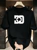 3 Pack Men's Oversized T-Shirts, 100% Cotton Crew Neck Casual Tees, Relaxed Fit Minimal Star Monogram Print Design, Black White Grey_viptrois.com