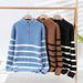 Men's Clothing Autumn And Winter New Style Pullover Half Zip Jacquard Striped Long Sleeved Sweater Trendy Men's Warm Knitted Sweater_viptrois.com