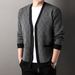 Pure Men's Knitted Cardigan Autumn Winter Diamond Check Jacquard Style Color Block Long Sleeve Pocket Zipper Decor Sweer_viptrois.com
