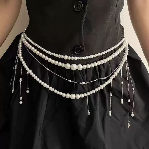 Hanfu Pearl Waist Chain - Ancient Style Multi-Layer Tassel Belt, Fairy Costume Jewelry & Waist Ornament_viptrois.com