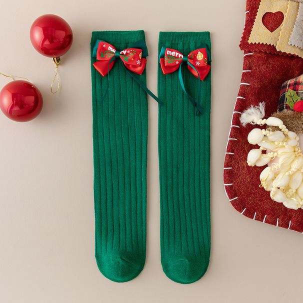 Children's Socks Autumn And Winter Bow Red Calf Socks Girls Red Cotton Socks Christmas Socks_viptrois.com