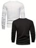 Men's Long Sleeved Round Neck Black T-shirt Top Loose 100 Cotton Tops Pik K 2pcs Set_viptrois.com