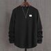 Men's Clothing New autumn and winter men's letter patch chest details casual loose round neck pullover long sleeve white sweatshirt_viptrois.com