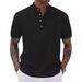 2025 European And American Men's Semi-cardigan T-shirt Summer Striped Short-sleeved Casual Business Top_viptrois.com