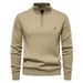 Men's Clothing Stand Collar Men's Sweater Half Zip Solid Color Knitted Sweater High Quality_viptrois.com