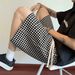 Men's Summer High-Waist Straight Leg Pants Trendy Casual Five-Point All Over Houndstooth Print Loose Fit Streetwear_viptrois.com