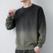 Men’s Gradient Round Neck Sweater – Thickened Loose Knit For Autumn & Winter (Blue/Dark Gray/Black, M-4XL)_viptrois.com