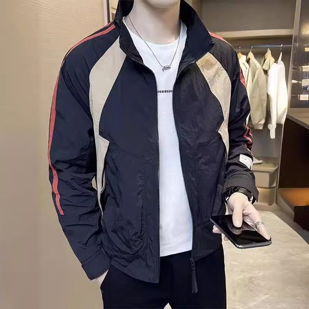 Autumn Jacket, Men's Stand Up Collar Slim Fit Casual Top, Handsome, Simple And Versatile Trendy Brand_viptrois.com