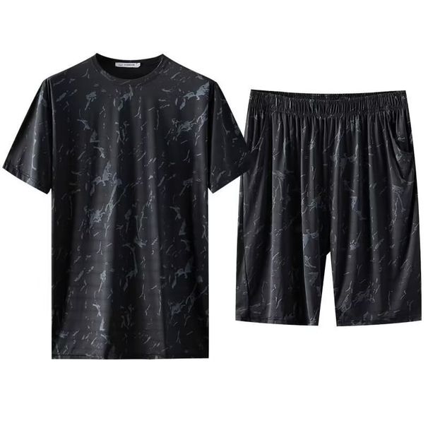 8Xl Fat Guy Sports Men's Summer Short Sleeved T-Shirt Top Shorts Running Large Sport Two Piece Set_viptrois.com
