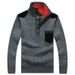 Pure Cross-Border Dropshipping Autumn Winter Fleece-Lined Thickened Men's Youth Pullover Plus Size Stand Collar Half-Zip_viptrois.com