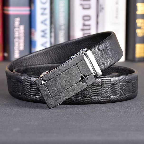 2024 High end men's belt genuine leather automatic buckle cowhide business men's belt casual belt men's style_viptrois.com