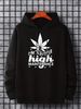 Men's Autumn And Winter Casual Fashionable Loose Hooded Sweatshirt With Fun High Leaf Graphic Print Warm Long Sleeved Pullover_viptrois.com