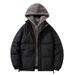 Large Size Fake Two-piece Cotton-padded Clothes For Men, Loose And Casual In Winter, Thickened Fleece Cotton-padded Jacket, Hooded Cotton-padded Jacke_viptrois.com