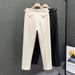Men's Casual Straight Leg Pants - Lightweight Polyester Work Trousers With Elastic Waist, Wrinkle-Free & Breathable For Everyday Wear_viptrois.com