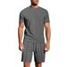 Men's Summer Jacquard Short-Sleeve Shirt & Shorts Set – Loose-Fit Breathable Athletic Outfit (Solid Color Casual Wear)_viptrois.com
