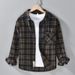 Autumn Men's Brushed Plaid Long Sleeved Shirt Jacket Trendy Casual Loose And Versatile Youth Men's Shirt_viptrois.com