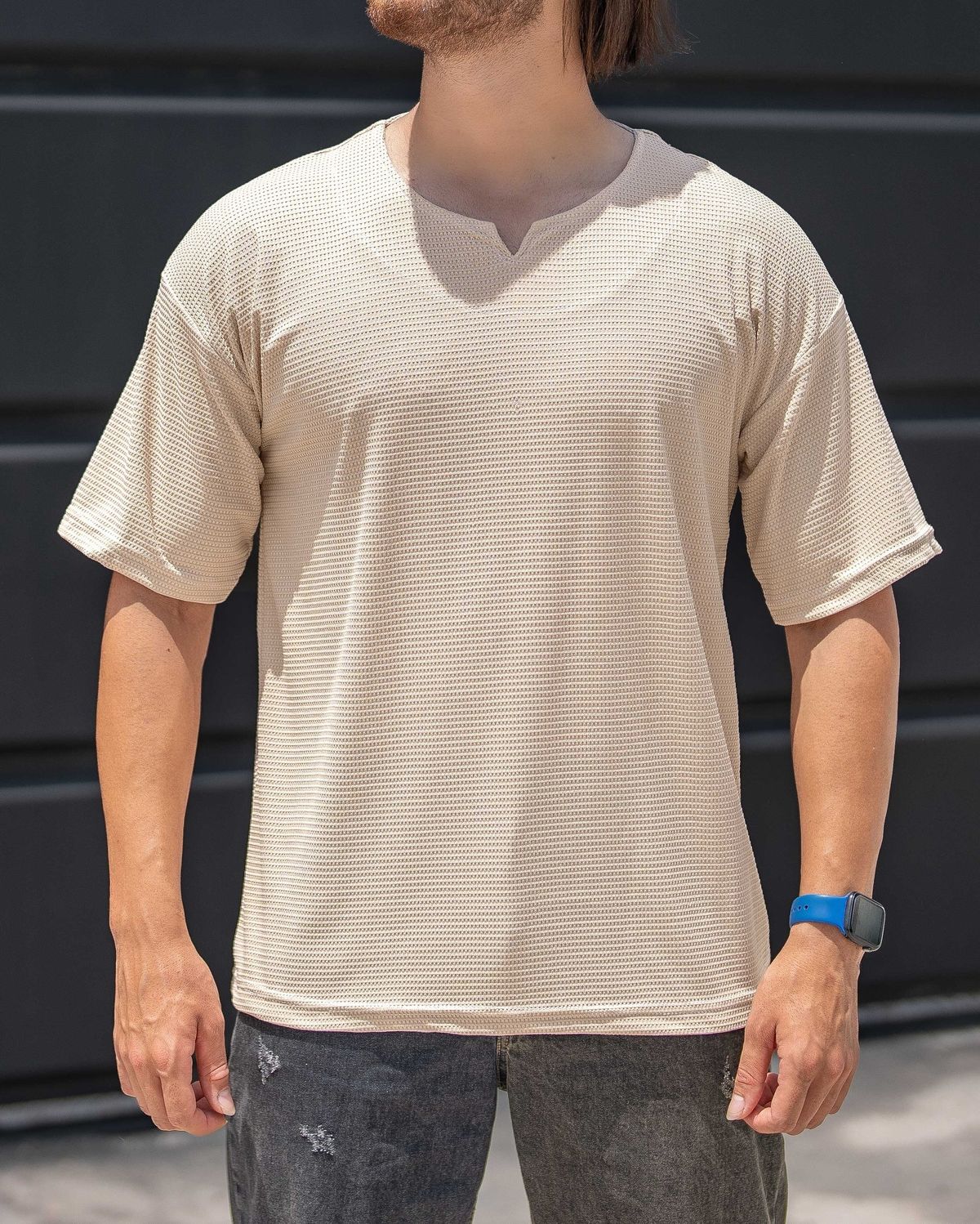 Men's Waffle-Knit Breathable Short-Sleeve T-Shirt – Summer Comfort Fit Crew Neck Tee For Casual & Active Wear_viptrois.com