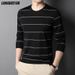 Top Grade Mulberry Silk 5.2% New Fashion Brand Striped 2023 Designer Luxury Men T Shirt Long Sleeve Tops Casual Mens Clothes_viptrois.com
