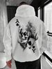 Men's Autumn And Winter Casual And Fashionable Loose Hooded Sweatshirt With Skull Pattern Printed Warm Long Sleeved Pullover_viptrois.com