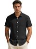 2026 Men's Loose Solid Color Sleeveless Collar Short Sleeve Pockets Cardigan Shirt Casual Shirt For Men_viptrois.com
