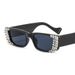 Fashion Pearl Inlaid Small Square Frame Sunglasses For Women New Retro Diamond Inlaid Trendy Street Shooting Sun Visor Sunglasses_viptrois.com