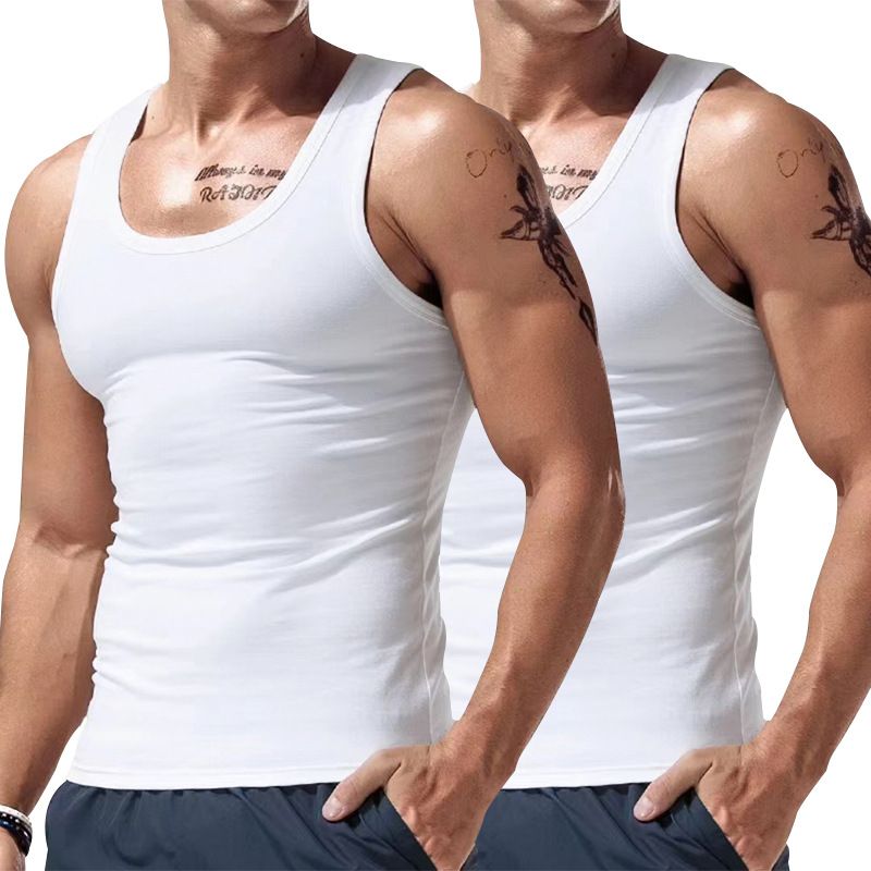 Men's Trendy Sports Fitness Vest American Style Inner Wear Hurdle Sweatshirt Multi Color For Spring And Summer Bottoming_viptrois.com