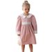 Mother & Kids French rattan flower embroidery doll collar girl dress 2024 autumn style contrast color pure cotton sweet princess dress long sleeve_viptrois.com