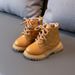 Mother & Kids Winter High-top Children's Martin Boots Boys' Plus Velvet Warm Leather Boots Girls' Cotton Boots Solid Color Simple Children's Shoes_viptrois.com