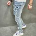 American High Street Fashion Brand Ripped Slim Fit Small Leg Elastic Jeans Men's Pants_viptrois.com