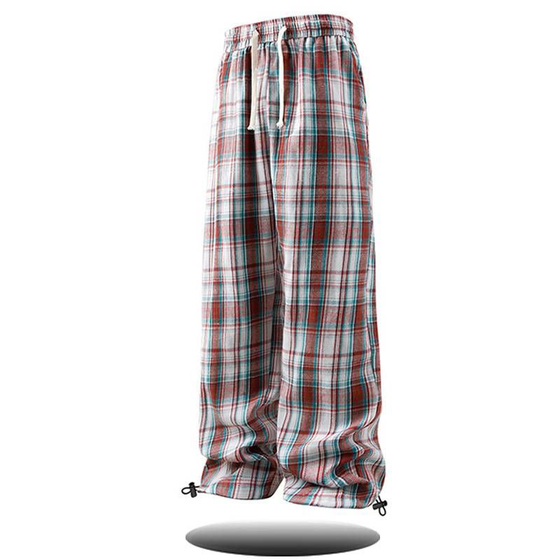 Inspired Men’s Shirt & Pants Set – Plaid Long-Sleeve Button-Up & Casual Trousers (Retro Streetwear For Teens & Young Adults)_viptrois.com