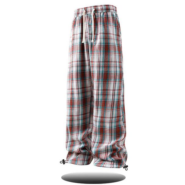 Inspired Men’s Shirt & Pants Set – Plaid Long-Sleeve Button-Up & Casual Trousers (Retro Streetwear For Teens & Young Adults)_viptrois.com
