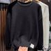 Oversized Knit Sweater – Men’S Button-Detail Long Sleeve Pullover, Black & White (M-3xl) Oversized & Comfortable_viptrois.com