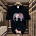 【DORAE】2026 Warm T-shirt (Organic Cotton) Off-White (Soft "Bohemian Elephant" Print & Minimalist Accent) – Cozy Minimalist Style For Lounging At Home_viptrois.com