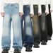 Men's Clothing Autumn New Arrivals Retro Multicolor Distressed White Wide Leg Straight Jeans Trend_viptrois.com