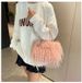 Women's Bags Autumn And Winter New Turkey Feather Plush Crossbody Bag Solid Color Versatile Large Capacity Handbag Pearl Chain Women_viptrois.com