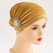 New noble retro Korean flannel diamond pearl sunflower headscarf hat church women's hat winter_viptrois.com